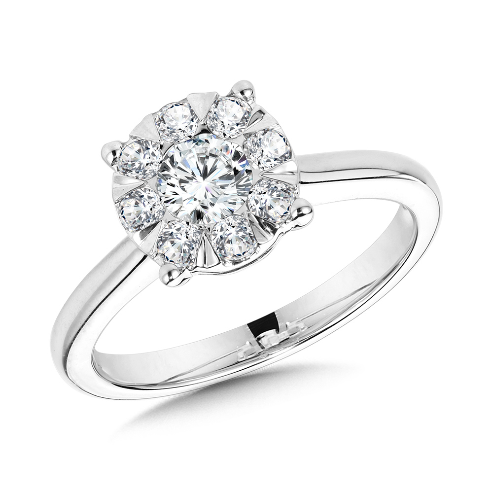 Round Diamond Solitaire Engagement Ring 14k White Gold 1.02 Ct, (F Color,  VS Clarity)