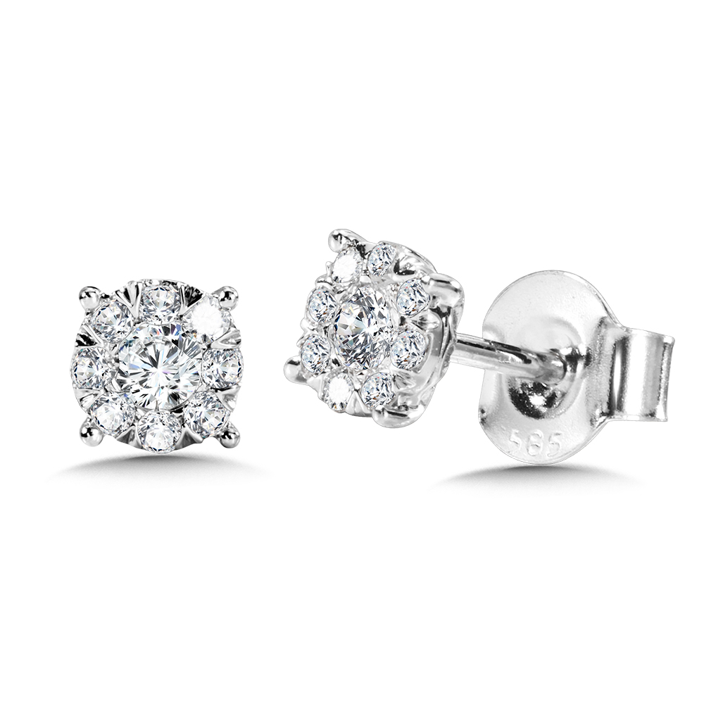 14K Round Cluster Diamond Mirage Stud Earrings (1/4 ctw) – Allen's Jewelers